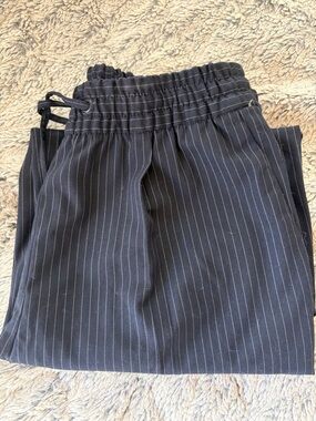 Woman’s navy blue Pinstripe Elastic-Waist Pants